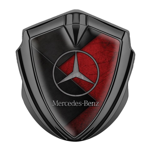 Mercedes Benz Trunk Emblem Badge Graphite Rough Red Surface Dark Panels