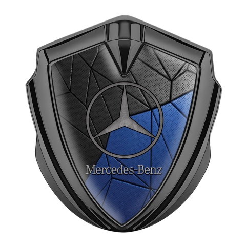 Mercedes Benz Fender Metal Domed Emblem Graphite Blue Mosaic Pattern