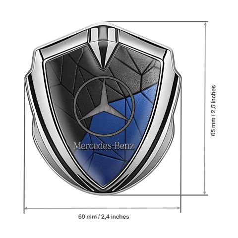 Mercedes Benz Fender Metal Domed Emblem Silver Blue Mosaic Pattern