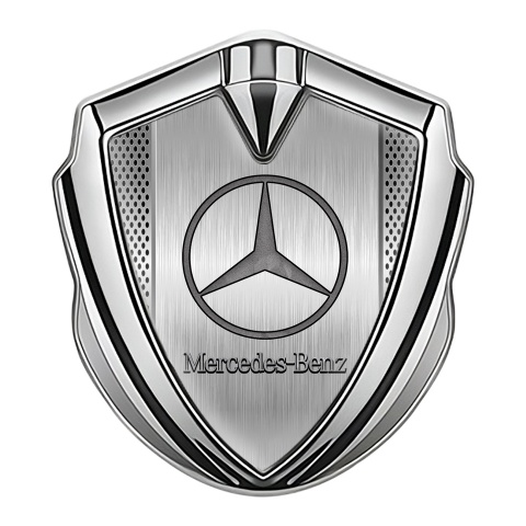 Mercedes Benz Metal Emblem Self Adhesive Silver Light Grate Alloy Pilon