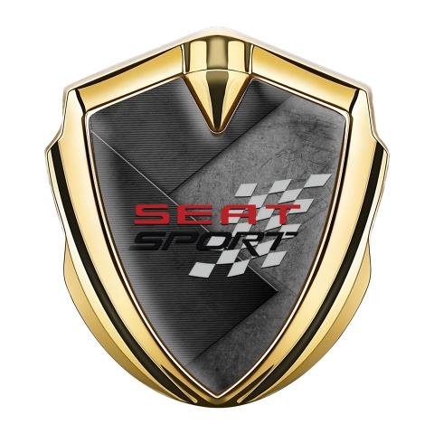 Seat Sport Emblem Abzeichen Goldtonfarbe Grau Schwarz textur design