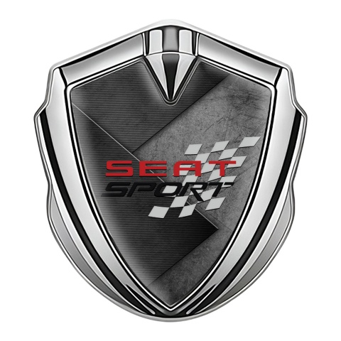 Seat Sport Emblem Abzeichen Silbertonfarbe Grau Schwarz textur design