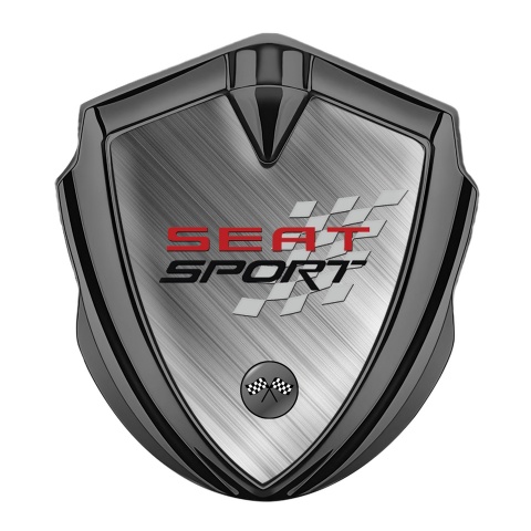 Seat Sport Emblem Auto Zeichen Graphit Tonfarbe Poliertes Aluminium mit Rennflagge logo