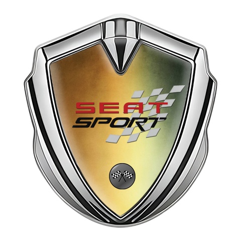 Seat Sport Emblem Aufkleber Autozubehor Silbertonfarbe Bronze Basis mit Rennflagge Logo