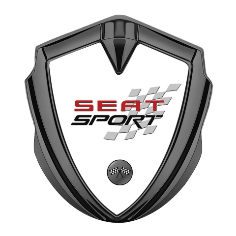 Seat Sport Selbstklebendes Metallaufkleber Emblem Graphit Tonfarbe Weiss design
