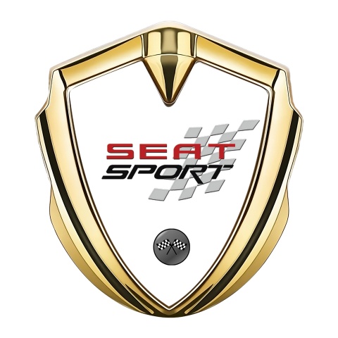 Seat Sport Selbstklebendes Metallaufkleber Emblem Goldtonfarbe Weiss design