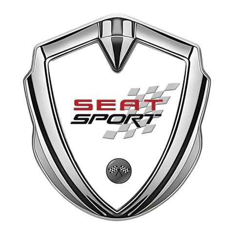 Seat Sport Selbstklebendes Metallaufkleber Emblem Silbertonfarbe Weiss design