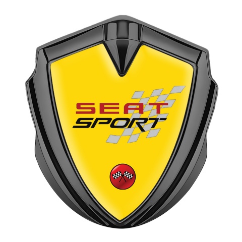 Seat Sport Emblem Logo Schriftzug Aufkleber Graphit Tonfarbe Gelb design