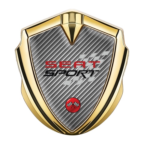 Seat Sport Seitenflugel Emblem Aufkleber Goldtonfarbe Grau Kohlenstoff Design