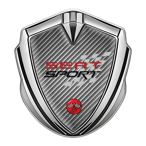 Seat Sport Seitenflugel Emblem Aufkleber Silbertonfarbe Grau Kohlenstoff Design