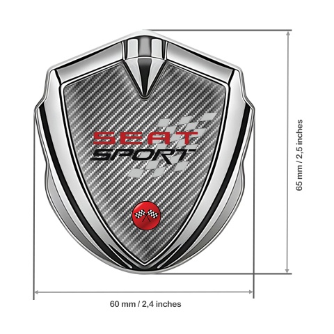 Seat Sport Seitenflugel Emblem Aufkleber Silbertonfarbe Grau Kohlenstoff Design