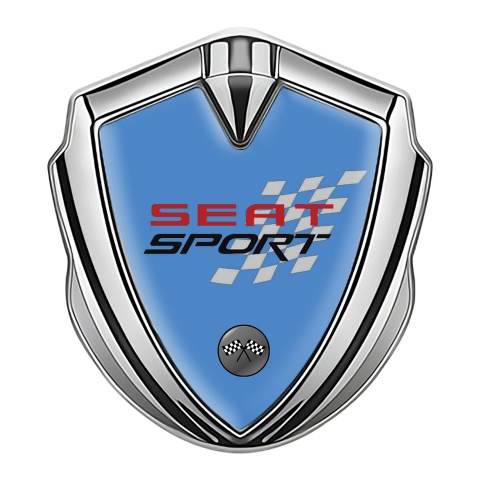 Seat Sport Emblem Abzeichen Silbertonfarbe Blau Design