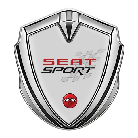 Seat Sport Abzeichen selbstklebend Silbertonfarbe Grau Design