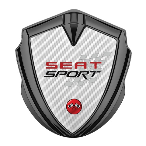 Seat Sport Emblem Auto Zeichen Graphit Tonfarbe Weiss Kohlenstoff Design