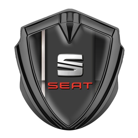 Seat Emblem Abzeichen Graphit Tonfarbe Schwarz Basis mit Grau Rote logo