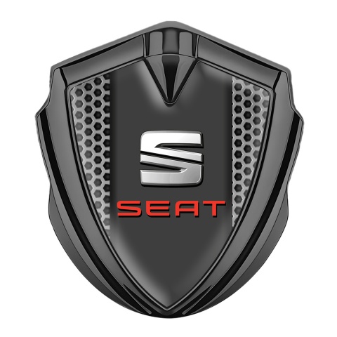 Seat Abzeichen selbstklebend Graphit Tonfarbe Gitter Basis mit Grau Rote Logo