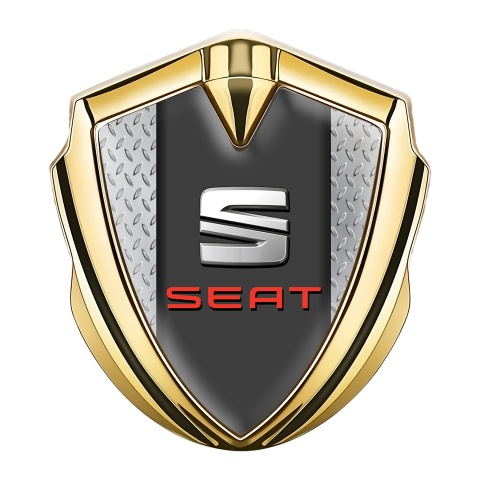 Seat Emblem Abzeichen selbstklebend Goldtonfarbe Metallplatte Hintergrund mit Graphit Panel Logo