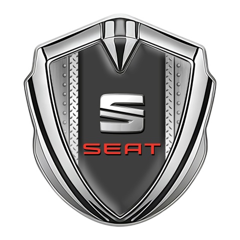 Seat Emblem Auto Zeichen Silbertonfarbe Industrielles Blech Basis mit Graphit Panel Logo