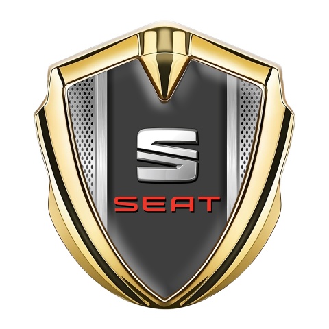 Seat Emblem Aufkleber Autozubehor Goldtonfarbe Metall Mesh mit Graphit Panel Logo