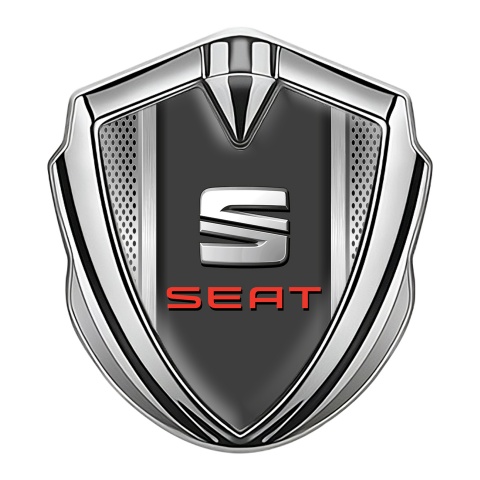 Seat Emblem Aufkleber Autozubehor Silbertonfarbe Metall Mesh mit Graphit Panel Logo