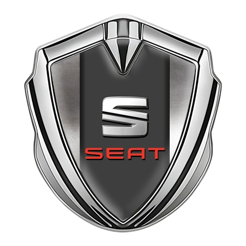 Seat Emblem Aufkleber Autozubehor Silbertonfarbe Aluminium Basis mit Graphit Panel Logo