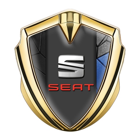 Seat Seitenflugel Emblem Aufkleber Goldtonfarbe Schwarz Blau Mozaik Effekt