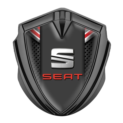 Seat Abzeichen selbstklebend Graphit Tonfarbe Dunkles Mesh mit Rote Element Design