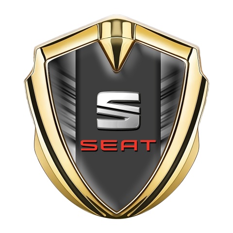 Seat Emblem Abzeichen selbstklebend Goldtonfarbe Grau Seitenlinien Design