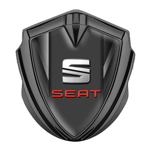 Seat Emblem Aufkleber Autozubehor Graphit Tonfarbe Grau Schwarz Basis mit Rote Logo
