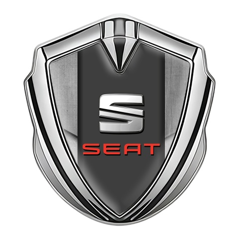 Seat Emblem Abzeichen selbstklebend Silbertonfarbe Steinplatteneffekt Design