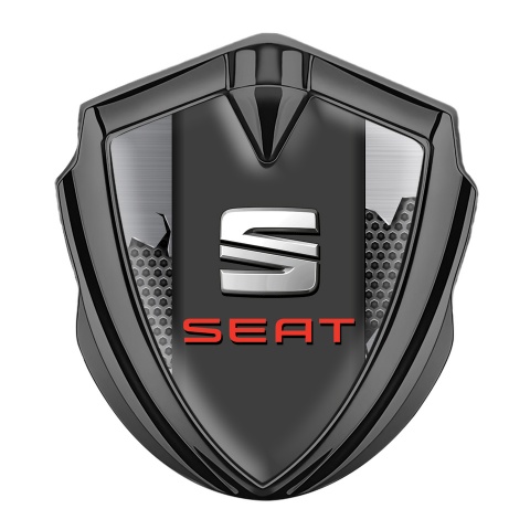 Seat Abzeichen selbstklebend Graphit Tonfarbe Zerrissenes Metall design