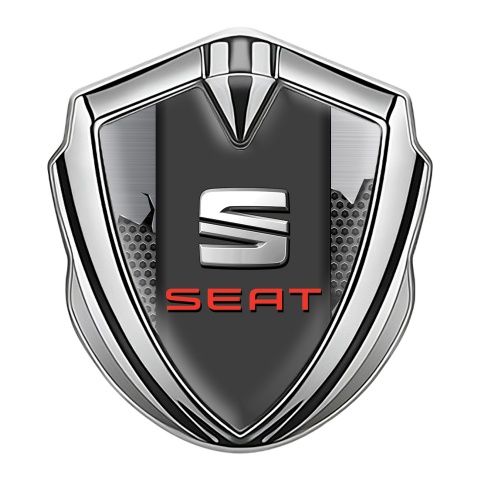 Seat Abzeichen selbstklebend Silbertonfarbe Zerrissenes Metall design