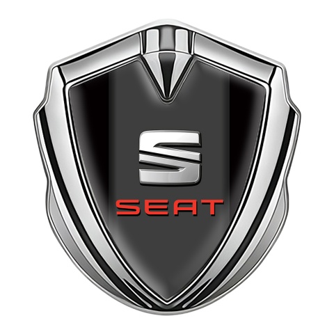Seat Emblem Aufkleber Autozubehor Silbertonfarbe Schwarz Fundament mit Rote Grau Logo