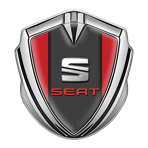 Seat Seitenflugel Emblem Aufkleber Silbertonfarbe Rote Fundament mit Grau Rote Logo