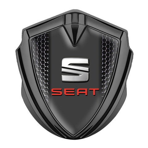 Seat Emblem Abzeichen selbstklebend Graphit Tonfarbe Perforierter Stahl Auflage