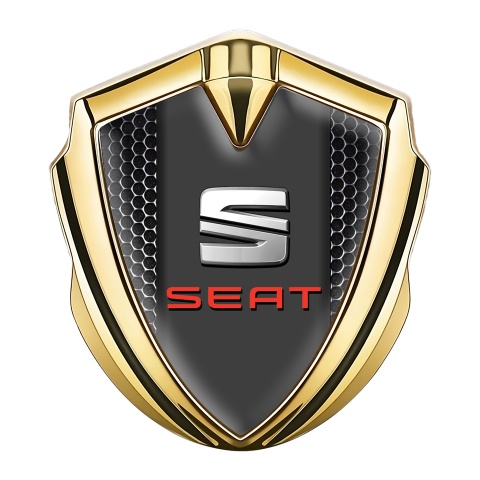 Seat Emblem Abzeichen selbstklebend Goldtonfarbe Perforierter Stahl Auflage