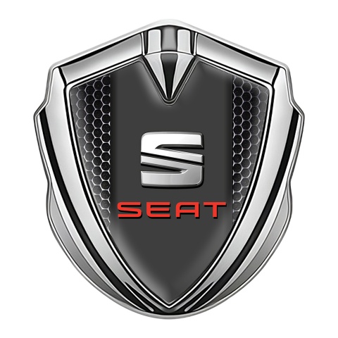 Seat Emblem Abzeichen selbstklebend Silbertonfarbe Perforierter Stahl Auflage