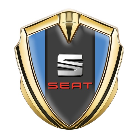 Seat Emblem Auto Zeichen Goldtonfarbe Blau Auflage