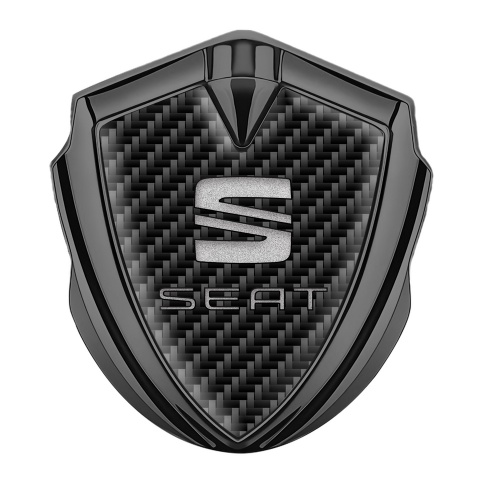 Seat Selbstklebendes Metallaufkleber Emblem Graphit Tonfarbe Schwarz Kohlenstoff Grau Logo Stil