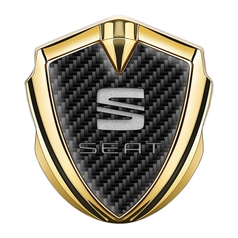 Seat Selbstklebendes Metallaufkleber Emblem Goldtonfarbe Schwarz Kohlenstoff Grau Logo Stil