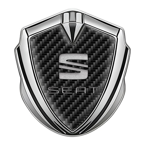 Seat Selbstklebendes Metallaufkleber Emblem Silbertonfarbe Schwarz Kohlenstoff Grau Logo Stil