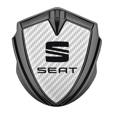 Seat Emblem Abzeichen selbstklebend Graphit Tonfarbe Weiss carbon Stil