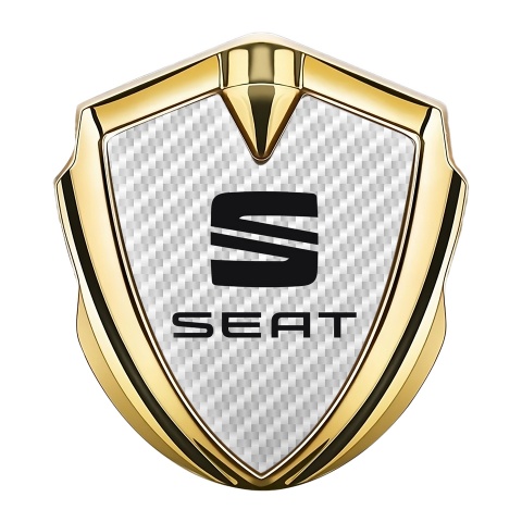 Seat Emblem Abzeichen selbstklebend Goldtonfarbe Weiss carbon Stil