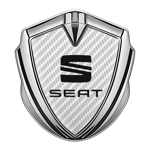 Seat Emblem Abzeichen selbstklebend Silbertonfarbe Weiss carbon Stil