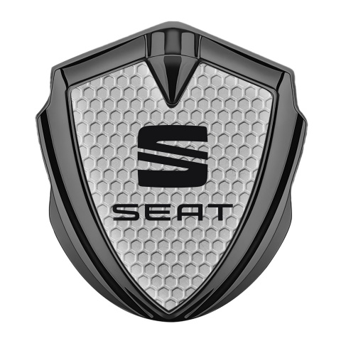 Seat Emblem Auto Zeichen Graphit Tonfarbe Wabeneffekt basis mit Schwarz Logo