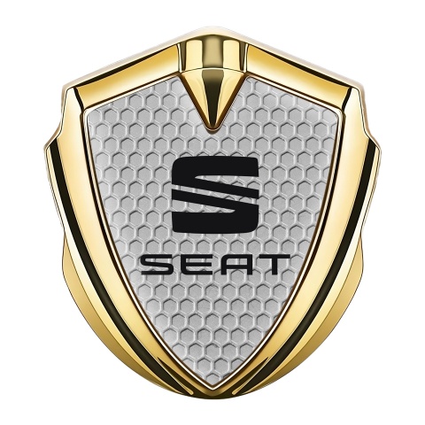 Seat Emblem Auto Zeichen Goldtonfarbe Wabeneffekt basis mit Schwarz Logo