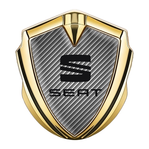Seat Emblem Aufkleber Autozubehor Goldtonfarbe Grau Carbon Stil