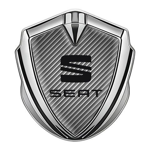 Seat Emblem Aufkleber Autozubehor Silbertonfarbe Grau Carbon Stil
