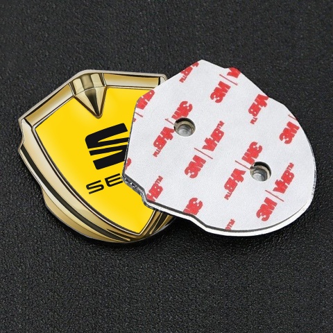 Seat Selbstklebendes Metallaufkleber Emblem Goldtonfarbe Gelb Stil