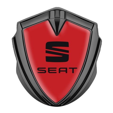 Seat Emblem Logo Schriftzug Aufkleber Graphit Tonfarbe Rote Stil